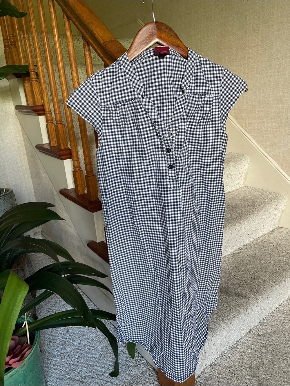 Merona Blue and White Coastal Gingham Shirt Dress